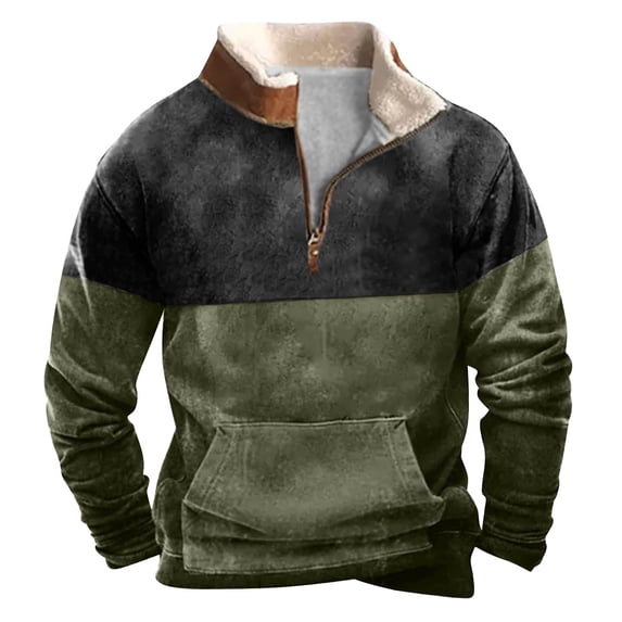 Nfhtoj Aztec Cowboy Mens Hoodie Vintage Graphic Western Hoodies Casual Long Sleeve 1/4 Zip Pullover Mens Country Jacket Stand Collar Shirts