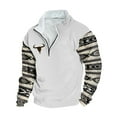 thumbnail image 1 of Nfhtoj Aztec Cowboy Mens Hoodie Vintage Graphic Western Hoodies Casual Long Sleeve 1/4 Zip Pullover Mens Country Jacket Western Sweater for Men, 1 of 3