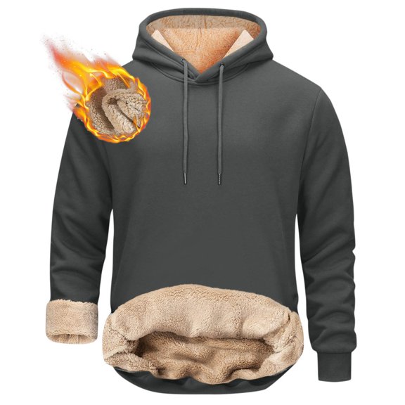 Nfhtoj Men's Heavy Hoodie Sherpa Fleece Lined Pullover Thick Winter Hooded Sweatshirt