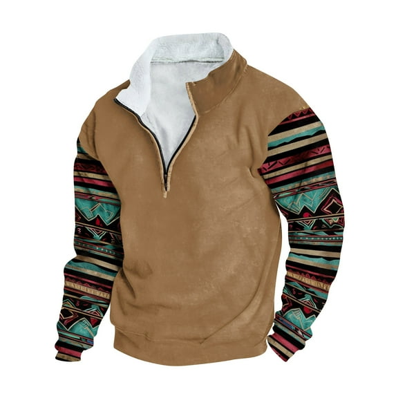 Nfhtoj Men's Western Hoodie Aztec Cowboy Hooded Sweatshirt Country Graphic Print Oversized Pullover Shirts with Pocket Western Country Pullover for Men