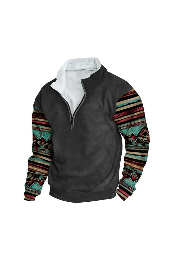 Men's Western Hoodie Aztec Cowboy Hooded Sweatshirt Country Graphic Print Oversized Pullover Shirts with Pocket Western Country Pullover for Men