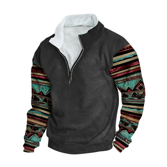 Nfhtoj Men's Western Hoodie Aztec Cowboy Hooded Sweatshirt Country Graphic Print Oversized Pullover Shirts with Pocket Western Country Pullover for Men