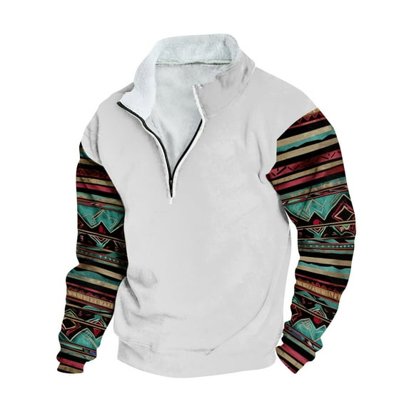 Nfhtoj Men's Western Hoodie Aztec Cowboy Hooded Sweatshirt Country Graphic Print Oversized Pullover Shirts with Pocket Western Country Pullover for Men