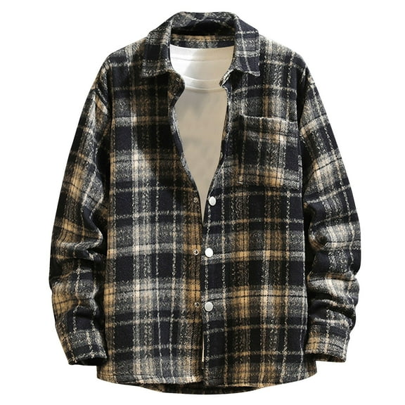 Nfhtoj Mens Flannel Shirt Long Sleeve Plaid Flannel Shirt for Men Soft Cotton Casual Button Down Shirts Regular Fit Long Sleeve Shirts for Men