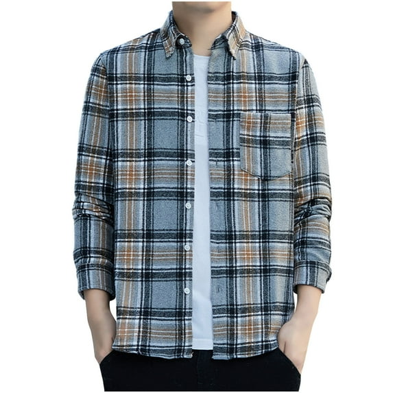 Nfhtoj Mens Flannel Shirts Long Sleeve Button Down Shirt with Pocket Casual Shirts Work Shirts for Men