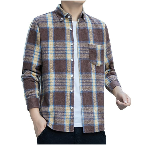 Nfhtoj Mens Flannel Shirts Long Sleeve Button Down Shirt with Pocket Casual Shirts Work Shirts for Men