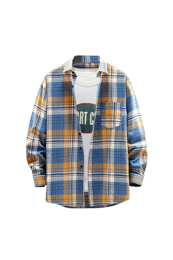 Mens Flannel Shirts Long Sleeve Shirts for Men Casual Button Down Vintage Plaid Pocket Soft Mens Button Up Shirts Long Sleeve Plaid Shirts