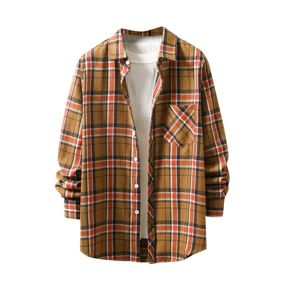 Nfhtoj Mens Flannel Shirts Mens Button Down Shirts Regular Fit Long Sleeve Casual Plaid Flannel Shirt for Men Lightweight Shacket Jacket