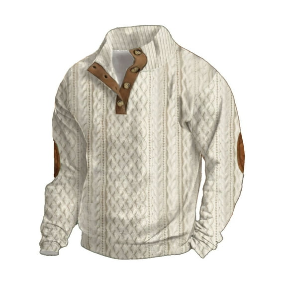 Nfhtoj Western Country Shirts for Mens Corduroy Shirt Lapel Collar Button Down Pullover Mock Neck Long Sleeve Sweaters Polo Sweatshirts