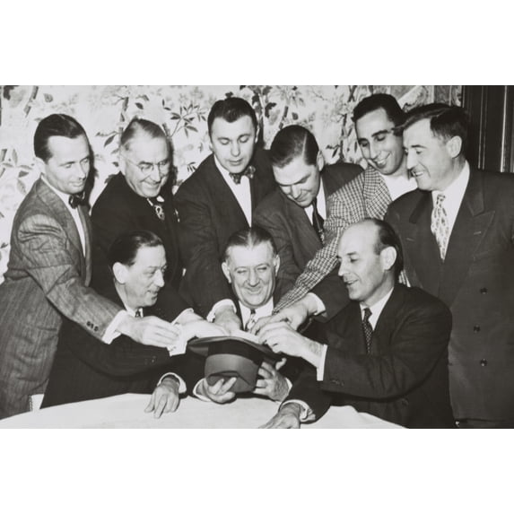 Nfl Owners Gather Around Commissioner Bert Bell For The Annual Bonus Draft History (36 x 24)