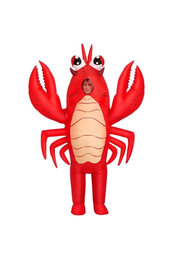 Inflatable Lobster Costume Adult, Inflatable Costume For Adult, Blow Up Crawfish Costumes Women/Men For Funny Party, Lobster Dress, Onesie For Mardi Gras/Halloween,Height 59"74.8",Lobster