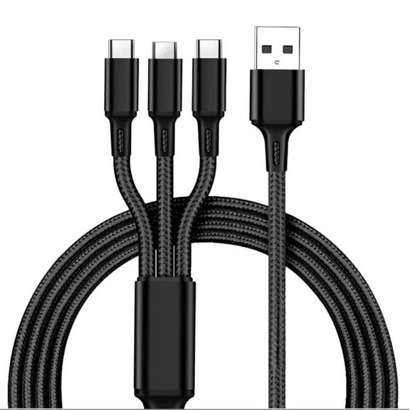 NFOTECH USB Nylon Woven One Drag Three Data Line Multi-Head 2A Fast Charging Mobile Phone Charger, New