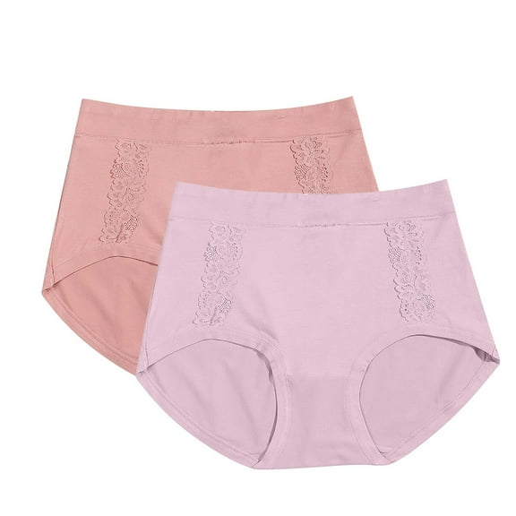 Nfurl 2 Pack Briefs Underwear for Women Stretch High Waist Full Coverage Panties Ladies Heavy Flow Leakproof Period Panties Multicolor Free Size