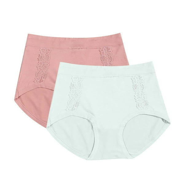 Nfurl 2 Pack Briefs Underwear for Women Stretch High Waist Full Coverage Panties Ladies Heavy Flow Leakproof Period Panties Multicolor Free Size