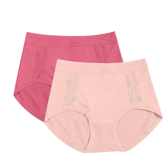 Nfurl 2 Pack Cotton Period Panties for Women High Waist Full Coverage Briefs Underwear Breathable Ladies Heavy Flow Leakproof Panties Multicolor Free Size