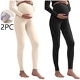 thumbnail image 1 of Nfurl 2 Pack Maternity Leggings Over the Belly Adjustable Waist Pregnancy Leggings Pants Casual Comfy Solid Color Pregnant Pants Yellow,L, 1 of 3