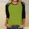 thumbnail image 1 of Nfurl 3/4 Sleeve Tops for Women Trendy Baseball Style Tees Loose Fit Blouses Three Quarter Raglan Shirt Fashion Color Block Pullover Top, 1 of 5