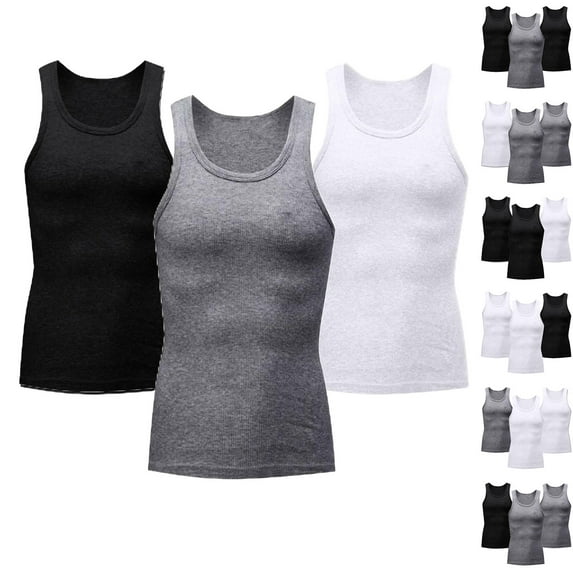 Nfurl 3 Pack Men's Workout Muscle Tank Tops Sleeveless Quick Dry Gym Shirts Stretch Slim Fit Basic Tees Big and Tall Men Performance Quick Dry Tank Top