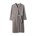 thumbnail image 1 of Nfurl Absorbent Bathrobes for Women Cozy Solid Color Long Sleeve Terry Cloth Robe Lightweight Soft Sleepwear Ladies Robes Gray Free Size, 1 of 6