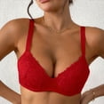 thumbnail image 1 of Nfurl Balconette Bras for Women Push up Underwire Lace Deep V Neck Plunge Bra Supportive Balconette Red,M, 1 of 9