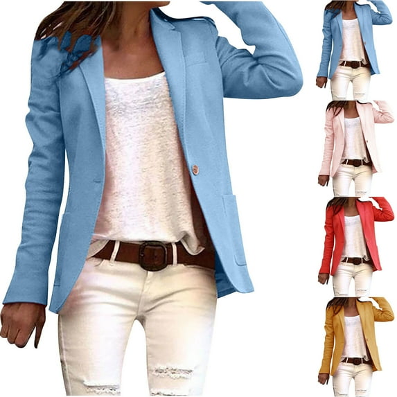 Nfurl Blazers for Women Business Casual Long Sleeve Lapel Suit Jackets Slim Fit Solid Color Office Blazer Fashion Fall Winter Coats Khaki XXXXXL