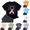 thumbnail image 1 of Nfurl Breast Cancer Awareness T Shirts for Women Plus Size Pink Ribbon Graphic Tees Inspirational Short Sleeve Crewneck Tshirt Black S, 1 of 4