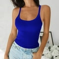 thumbnail image 1 of Nfurl Camisoles for Women for Under Clothes Spaghetti Strap Ribbed Tank Tops Fitted Square Neck Sleeveless Undershirts Summer Tank Tops Blue,XS, 1 of 6