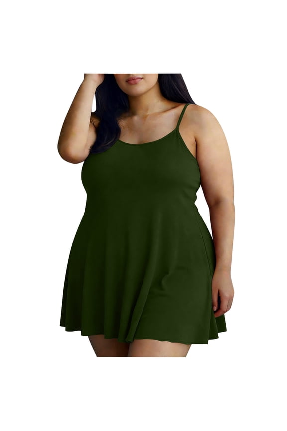Chemise Nightgowns for Women Plus Size Sleeveless Sleeping Dress Fitted Adjustable Spaghetti Strap Cami Night Dress Ladies Sleepwear Army Green XXXXL