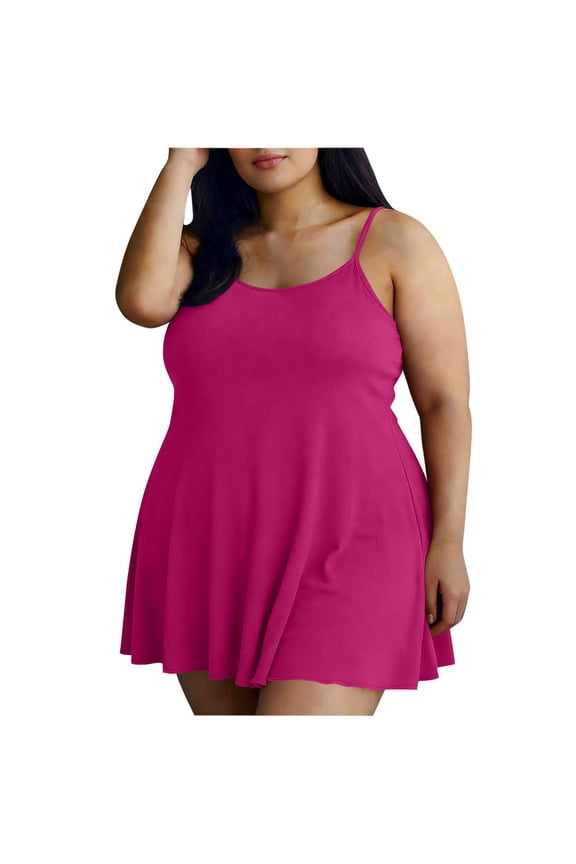 Chemise Nightgowns for Women Plus Size Sleeveless Sleeping Dress Fitted Adjustable Spaghetti Strap Cami Night Dress Ladies Sleepwear Hot Pink XXXXL