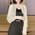 thumbnail image 1 of Nfurl Cropped Cardigans for Women Bolero Shrug Hollow Out Crochet Cardigan Lightweight Long Sleeve Open Front Kint Cardigans Beige Free Size, 1 of 5