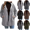 thumbnail image 1 of Nfurl Fall Jackets for Women Plus Size Textured Solid Color Zip Up Jacket Loose Fit Long Sleeve Outerwear Coats with Pockets Fashion Coat Dark Gray XXXXL, 1 of 5