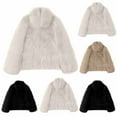 thumbnail image 1 of Nfurl Faux Fur Jackets for Women Soft Shaggy Fleece Crop Jacket Causal Long Sleeve Solid Color Outerwear Coats Ladies Fall Tops Black L, 1 of 3