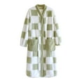 thumbnail image 1 of Nfurl Flannel Housecoats for Women Button Front with Pockets Winter Warm Plaid Long Sleeve Bathrobe Soft Sleepwear Ladies Lounge Robes Green M, 1 of 3