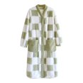 thumbnail image 1 of Nfurl Flannel Housecoats for Women Button Front with Pockets Winter Warm Plaid Long Sleeve Bathrobe Soft Sleepwear Ladies Lounge Robes Green XL, 1 of 2