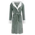thumbnail image 1 of Nfurl Fleece Robes with Hood for Women with Pockets Winter Warm Long Sleeve Belted Plus Size Bathrobes Soft Sleepwear Ladies Lounge Robe Green XXXXXL, 1 of 6