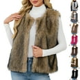 thumbnail image 1 of Nfurl Fluffy Fleece Vests for Women Plus Size 2025 Trendy Faux Fur Vest Casual Outerwear Loose Fit Open Front Sleeveless Jackets Fall Outfits Yellow S, 1 of 8