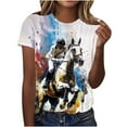 thumbnail image 1 of Nfurl Graphic Tees Women Short Sleeve Horse Racing Print T Shirts for Women Casual Crew Neck Pullover Going Out Tops Funny Plus Size Top White,Size L, 1 of 4
