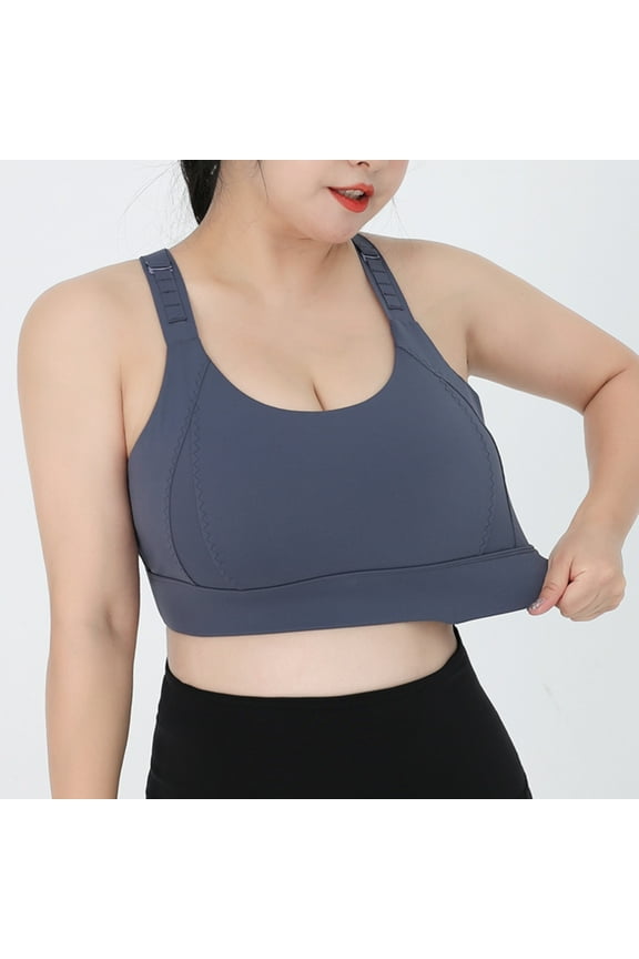 High Impact Sports Bras for Women Plus Size Bounce Control Yoga Bras Big Breast Longline Workout Bra Padded Wirefree Sports Bras with Adjustable Straps