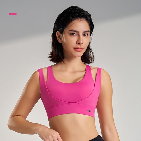 Nfurl High Support Sports Bras for Women,Running Bras for Women High Impact,Womens Bras no Wire,Workout Yoga Sport Bra Hot Pink L
