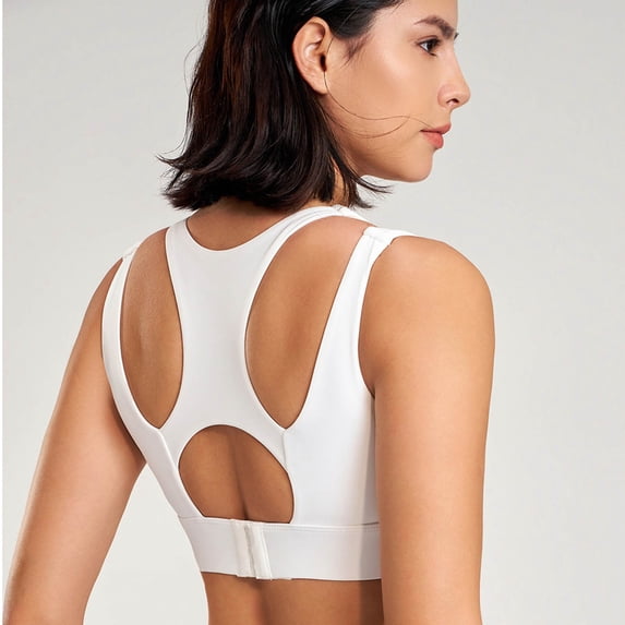 Nfurl High Support Sports Bras for Women,Running Bras for Women High Impact,Womens Bras no Wire,Workout Yoga Sport Bra White M