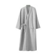 thumbnail image 1 of Nfurl Kimono Robes for Women with Pockets Soft 3/4 Sleeve Spa Bathrobes Comfy Fall Winter Shower Robe Ladies Housecoats Bathrobe Gray L, 1 of 2