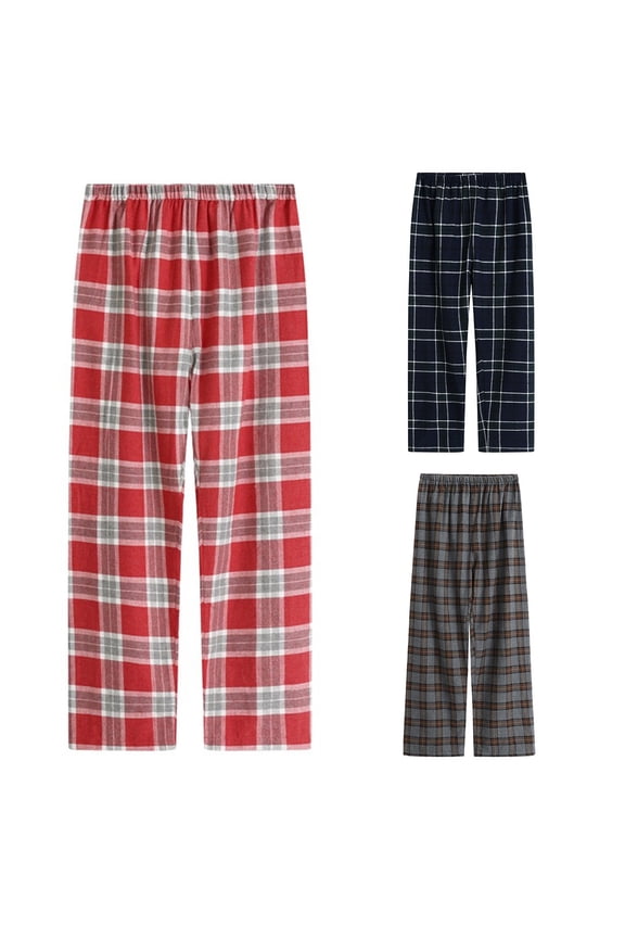 Ladies Cotton Pajamas Pants,Womens Plaid Elastic Waist Petite Pjs Bottoms,Wide Leg Lounge Sleep Boxer Pant,Loose Fit Loungewear Red L