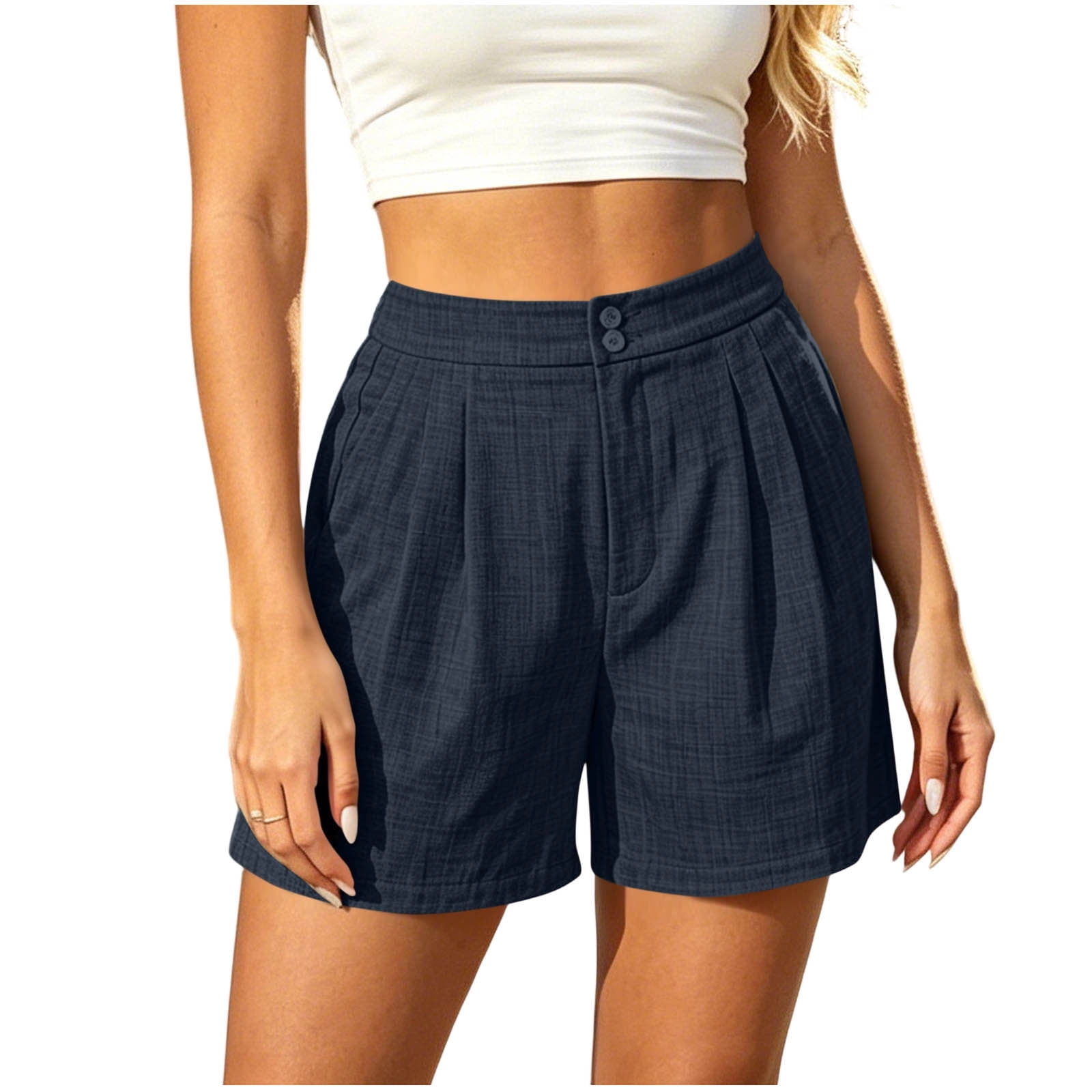navy dress shorts women Buy Women's Shorts Blue Belted Smart Casual Online