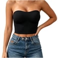 thumbnail image 1 of Nfurl Longline Strapless Bra for Women Full Coverage Push Up Pads Tube Tops Non-Slip Wireless Bandeau Bras Black,M, 1 of 7