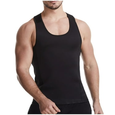Nfurl Mens Compression Shirt with Tummy Control Body Shaper Vest Hide Gynecomastia Slimming Undershirt Sleeveless Tank Top for Men Workout Tee Shirts