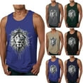 thumbnail image 1 of Nfurl Mens Tank Tops Big and Tall Muscle Workout Shirt Funny Lion Animal Graphic Shirts Gym Workout Running Bodybuilding Tshirts Athletic Sleeveless Summer Tees, 1 of 4