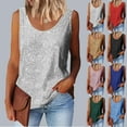 thumbnail image 1 of Nfurl Party Club Tank Tops Women Sparkly Sequin Shirts Shimmer Evening Night Camisole Trendy Scoop Neck Vest Blouse Dressy Casual Sleeveless T-Shirt, 1 of 7