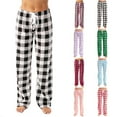 thumbnail image 1 of Nfurl Pj Bottoms for Women Long Boxer Plaid Drawstring Waist Pajama Pants Soft Lounge Pant Fall Winter Ladies Sleep Bottoms Pink XXL, 1 of 5