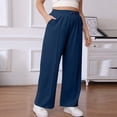 thumbnail image 1 of Nfurl Plus Size Pants for Women Wide Leg Open Bottoms Sweatpants Pockets Drawstring Elastic Waist Casual Baggy Sweat Pants Blue,XL, 1 of 6