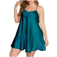 thumbnail image 1 of Nfurl Plus Size Short Silk Satin Nightgowns for Women Smoothly Racerback Spaghetti Strap Nightdress Loose Loungewear Sleeveless Sleep Dress Blue XXL, 1 of 5
